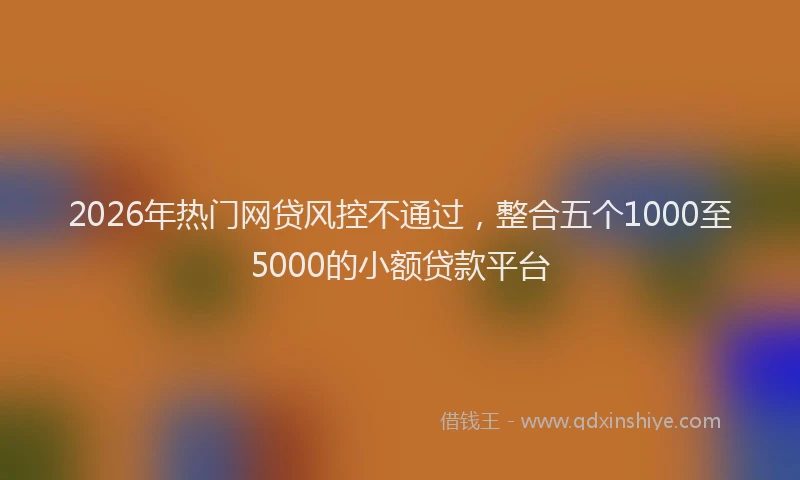 2026年热门网贷风控不通过，整合五个1000至5000的小额贷款平台