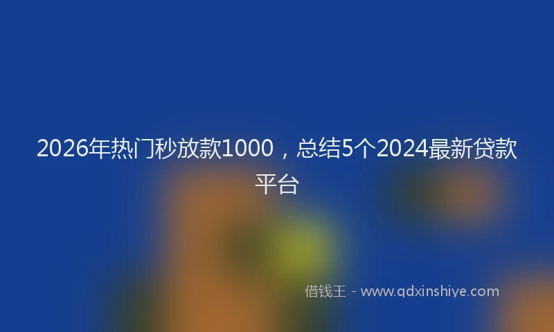 2026年热门秒放款1000，总结5个2024最新贷款平台