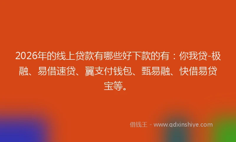 2026年的线上贷款有哪些好下款的有：你我贷-极融、易借速贷、翼支付钱包、甄易融、快借易贷宝等。