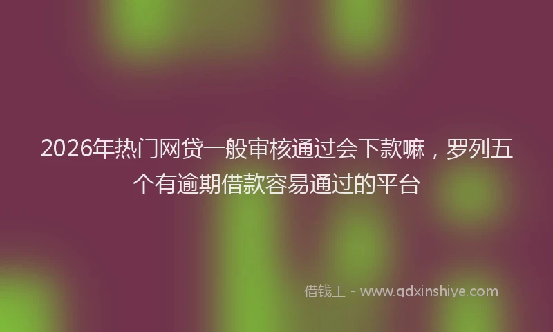 2026年热门网贷一般审核通过会下款嘛，罗列五个有逾期借款容易通过的平台
