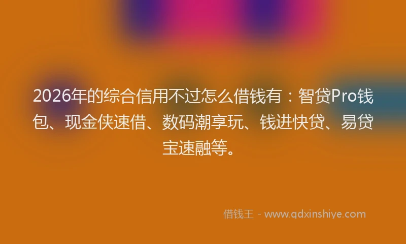 2026年的综合信用不过怎么借钱有：智贷Pro钱包、现金侠速借、数码潮享玩、钱进快贷、易贷宝速融等。