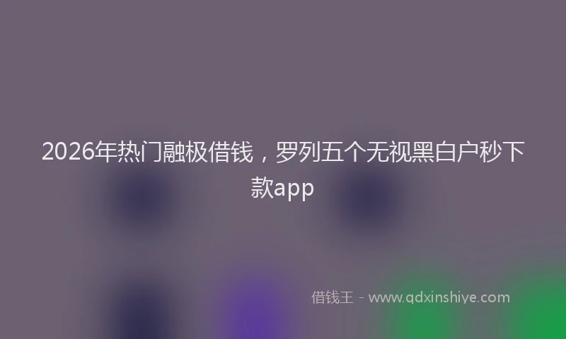 2026年热门融极借钱，罗列五个无视黑白户秒下款app