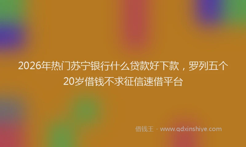 2026年热门苏宁银行什么贷款好下款，罗列五个20岁借钱不求征信速借平台