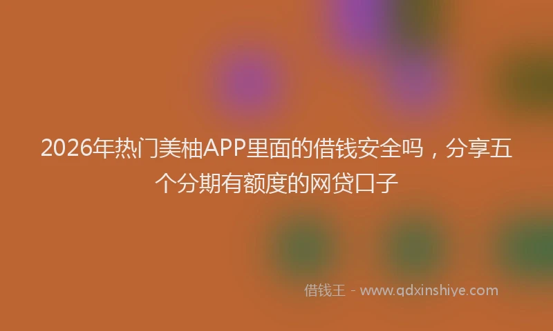2026年热门美柚APP里面的借钱安全吗，分享五个分期有额度的网贷口子
