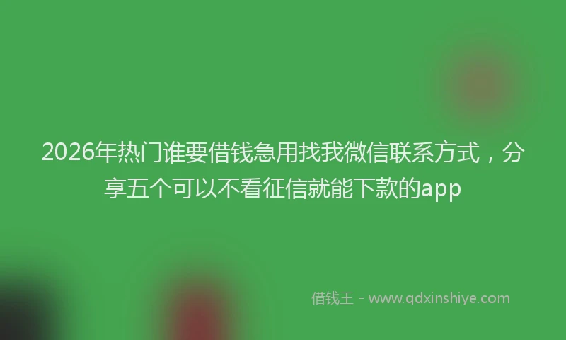 2026年热门谁要借钱急用找我微信联系方式,分享五个可以不看征信就能下款的app