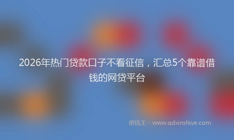 2026年热门贷款口子不看征信，汇总5个靠谱借钱的网贷平台