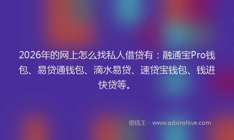 2026年的网上怎么找私人借贷有:融通宝Pro钱包、易贷通钱包、滴水易贷、速贷宝钱包、钱进快贷等。