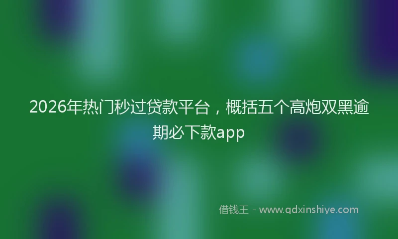 2026年热门秒过贷款平台，概括五个高炮双黑逾期必下款app