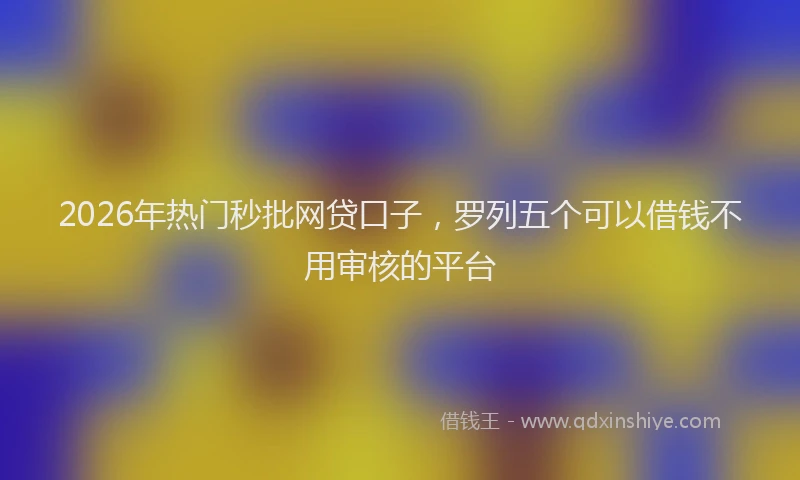 2026年热门秒批网贷口子，罗列五个可以借钱不用审核的平台