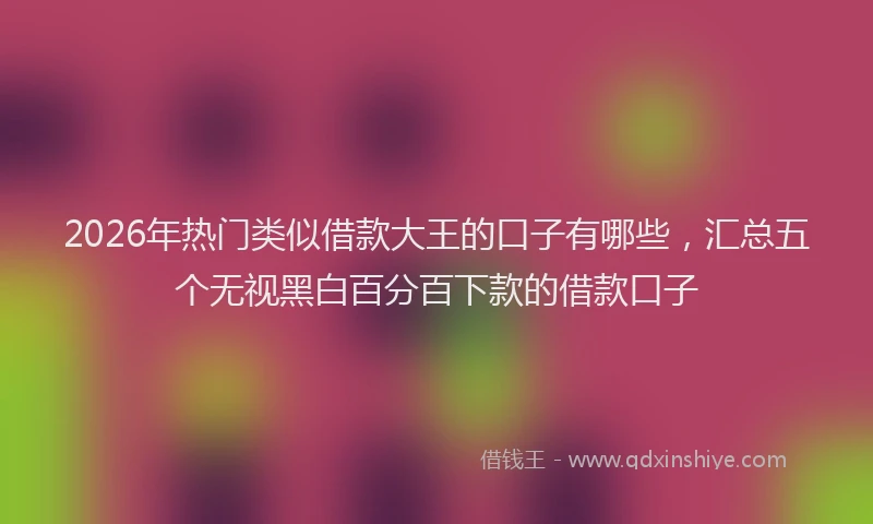 2026年热门类似借款大王的口子有哪些，汇总五个无视黑白百分百下款的借款口子