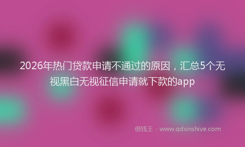 2026年热门贷款申请不通过的原因，汇总5个无视黑白无视征信申请就下款的app