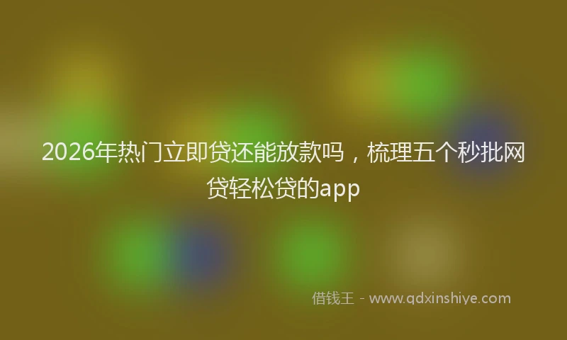 2026年热门立即贷还能放款吗，梳理五个秒批网贷轻松贷的app