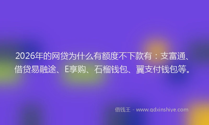 2026年的网贷为什么有额度不下款有：支富通、借贷易融途、E享购、石榴钱包、翼支付钱包等。