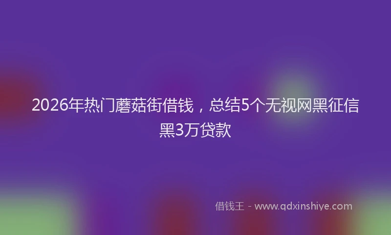 2026年热门蘑菇街借钱，总结5个无视网黑征信黑3万贷款