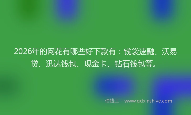 2026年的网花有哪些好下款有：钱袋速融、沃易贷、迅达钱包、现金卡、钻石钱包等。