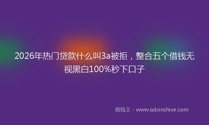 2026年热门贷款什么叫3a被拒，整合五个借钱无视黑白100%秒下口子
