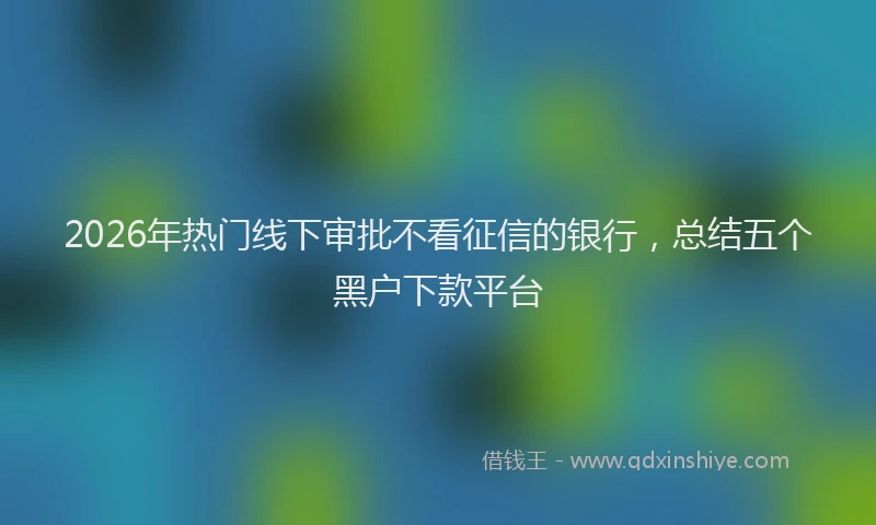 2026年热门线下审批不看征信的银行，总结五个黑户下款平台