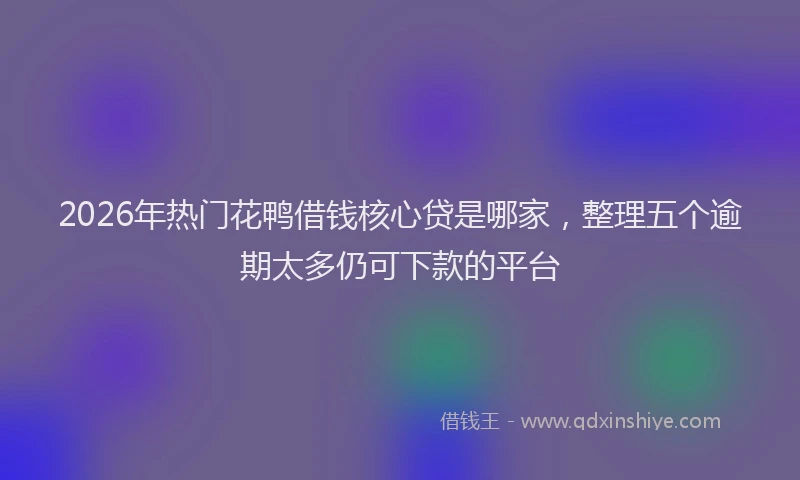 2026年热门花鸭借钱核心贷是哪家,整理五个逾期太多仍可下款的平台