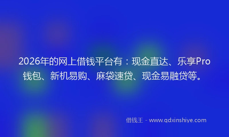 2026年的网上借钱平台有：现金直达、乐享Pro钱包、新机易购、麻袋速贷、现金易融贷等。