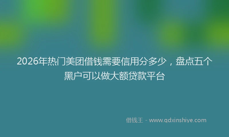 2026年热门美团借钱需要信用分多少，盘点五个黑户可以做大额贷款平台