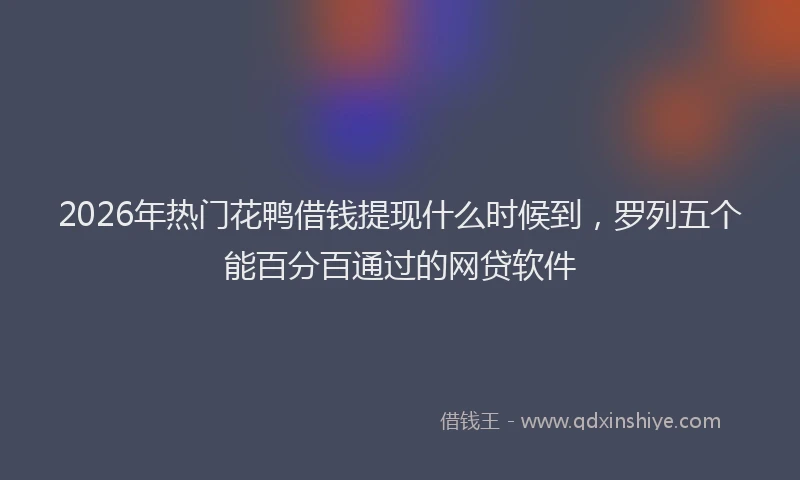 2026年热门花鸭借钱提现什么时候到，罗列五个能百分百通过的网贷软件