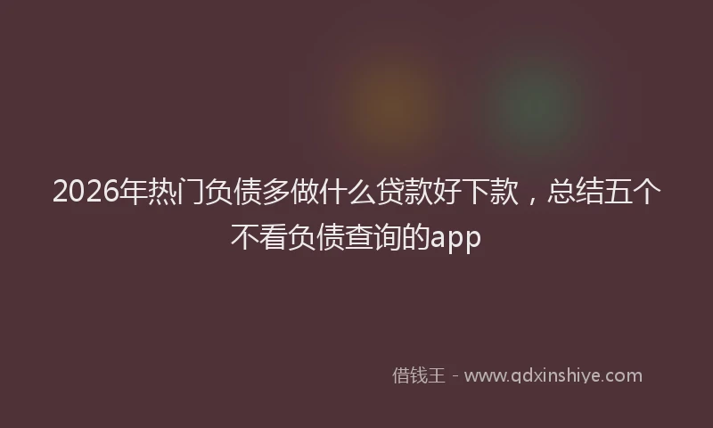 2026年热门负债多做什么贷款好下款，总结五个不看负债查询的app