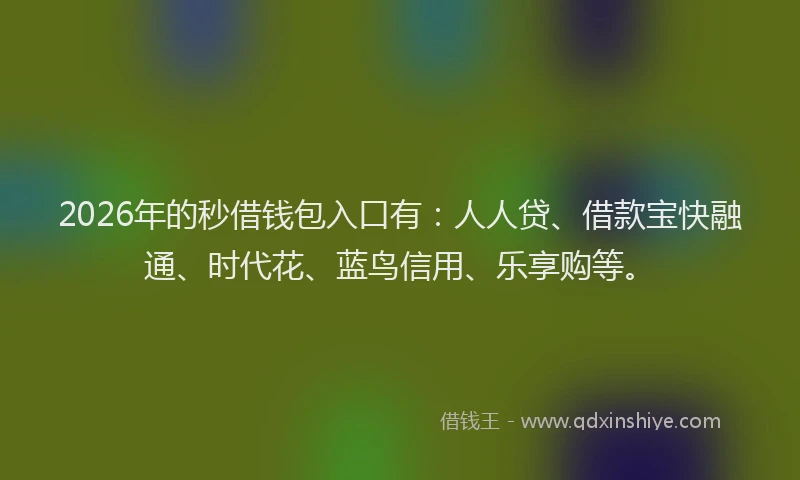 2026年的秒借钱包入口有：人人贷、借款宝快融通、时代花、蓝鸟信用、乐享购等。