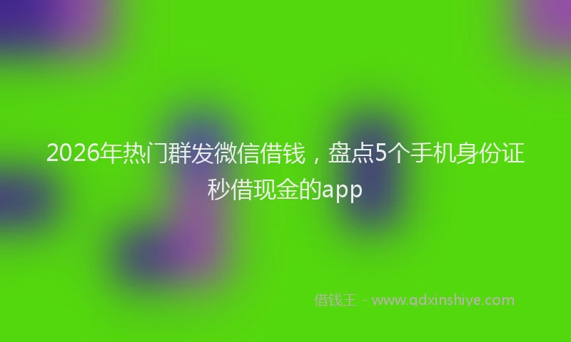 2026年热门群发微信借钱，盘点5个手机身份证秒借现金的app