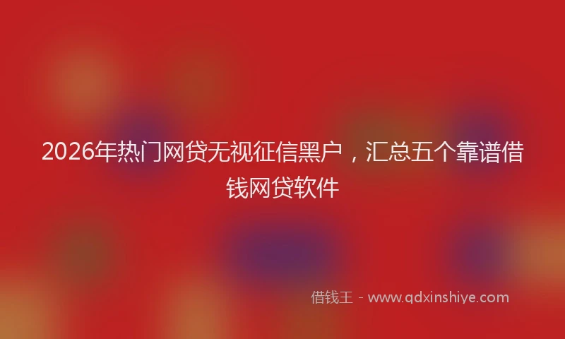 2026年热门网贷无视征信黑户,汇总五个靠谱借钱网贷软件