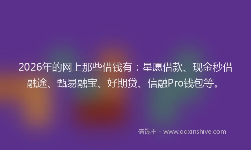 2026年的网上那些借钱有：星愿借款、现金秒借融途、甄易融宝、好期贷、信融Pro钱包等。