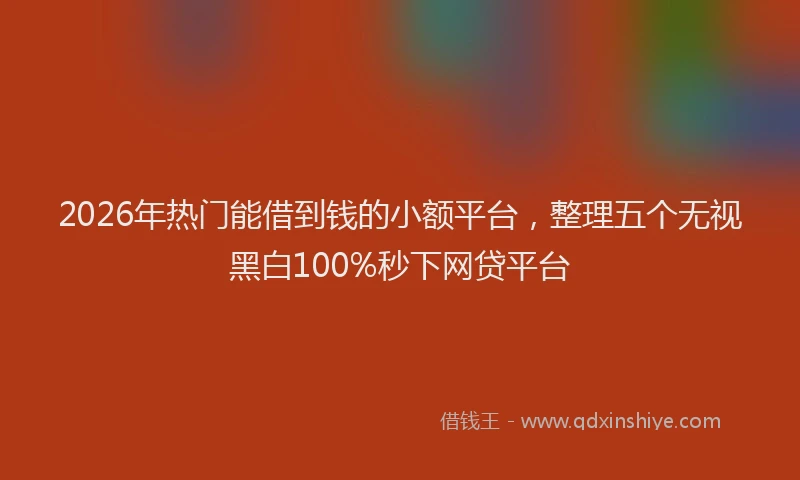 2026年热门能借到钱的小额平台，整理五个无视黑白100%秒下网贷平台
