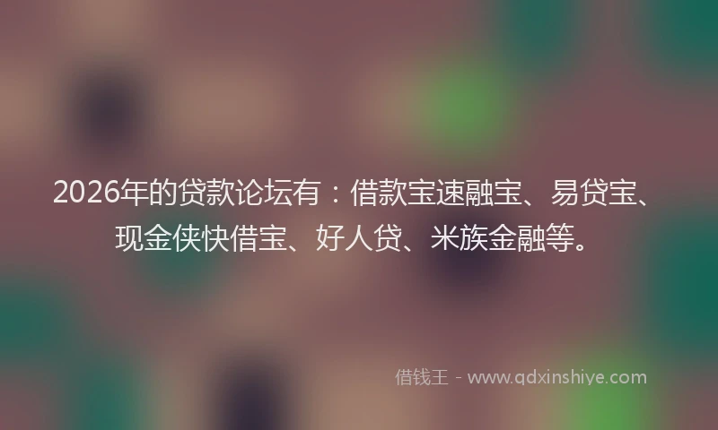 2026年的贷款论坛有：借款宝速融宝、易贷宝、现金侠快借宝、好人贷、米族金融等。