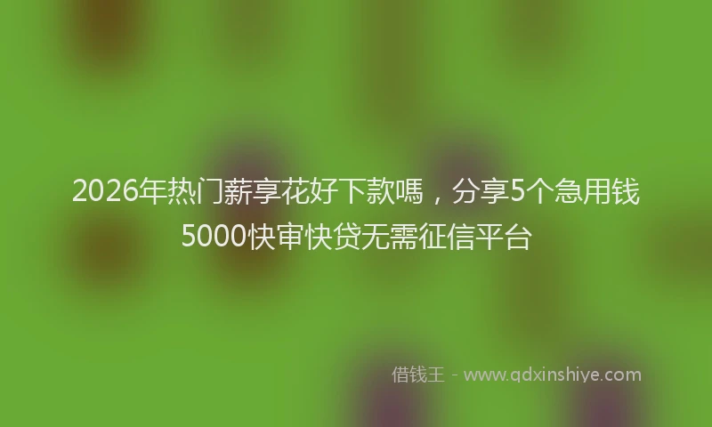 2026年热门薪享花好下款嗎，分享5个急用钱5000快审快贷无需征信平台