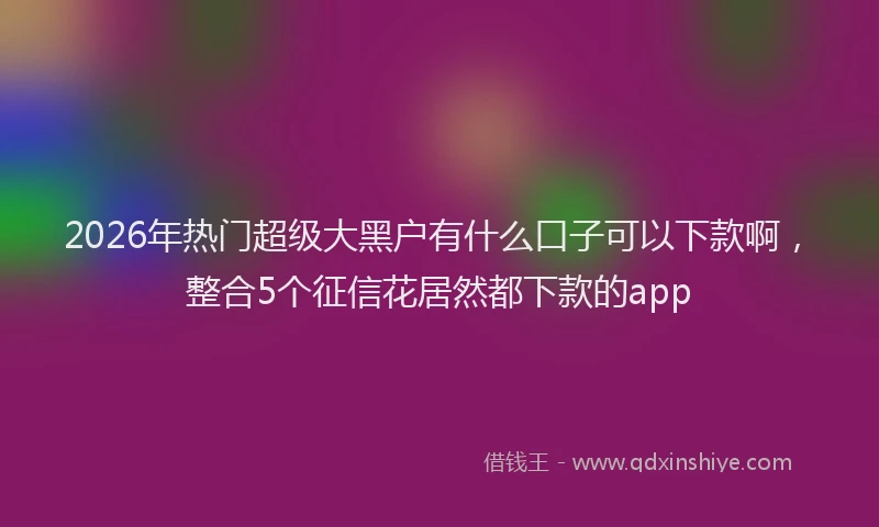 2026年热门超级大黑户有什么口子可以下款啊，整合5个征信花居然都下款的app