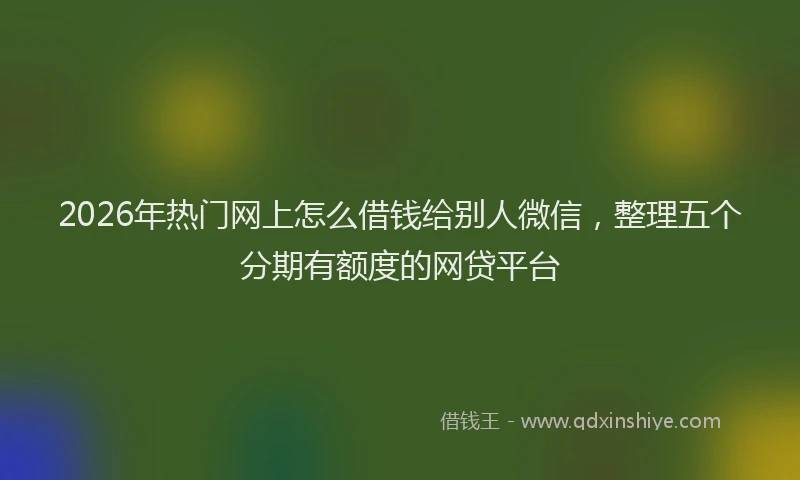2026年热门网上怎么借钱给别人微信，整理五个分期有额度的网贷平台