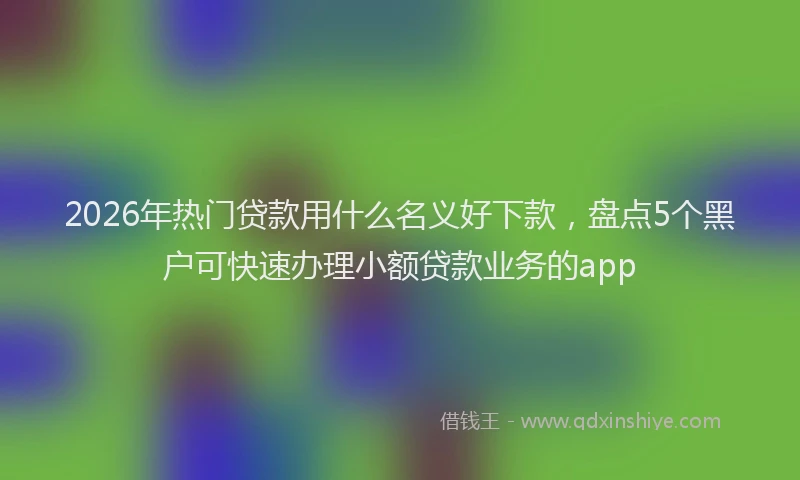 2026年热门贷款用什么名义好下款，盘点5个黑户可快速办理小额贷款业务的app