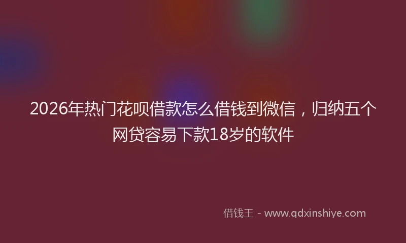 2026年热门花呗借款怎么借钱到微信，归纳五个网贷容易下款18岁的软件