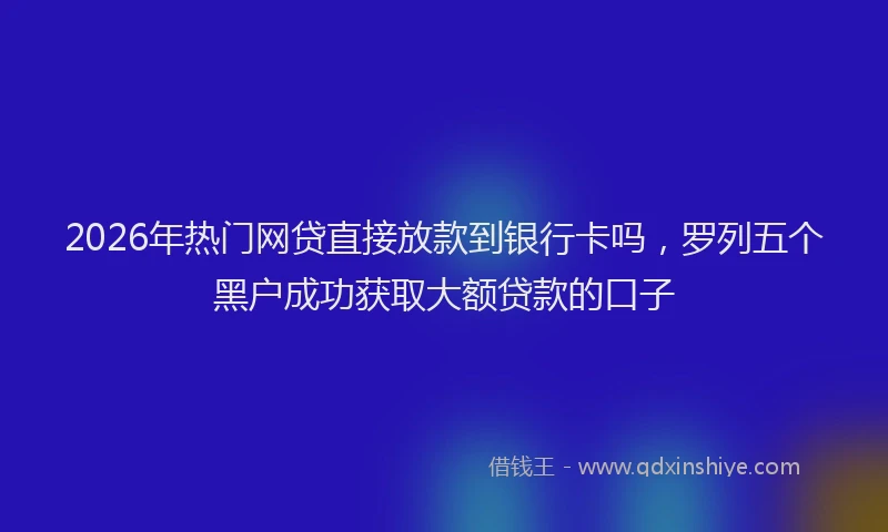 2026年热门网贷直接放款到银行卡吗，罗列五个黑户成功获取大额贷款的口子