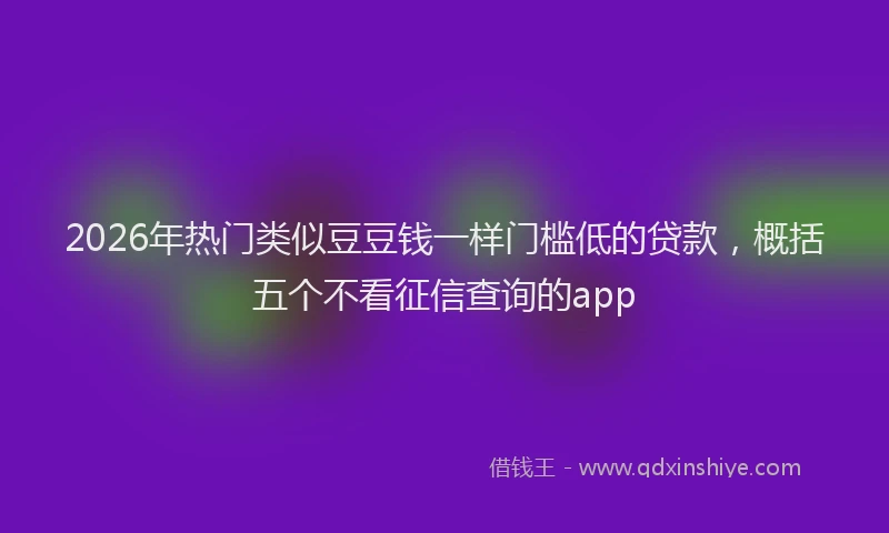 2026年热门类似豆豆钱一样门槛低的贷款，概括五个不看征信查询的app