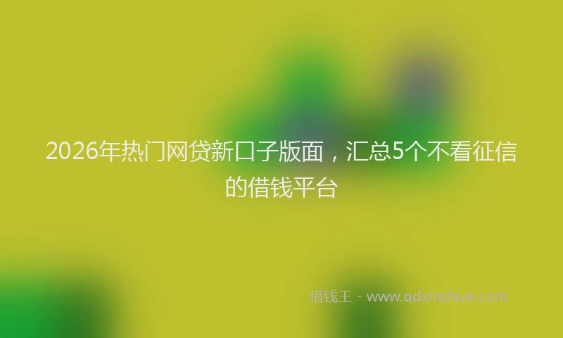 2026年热门网贷新口子版面，汇总5个不看征信的借钱平台