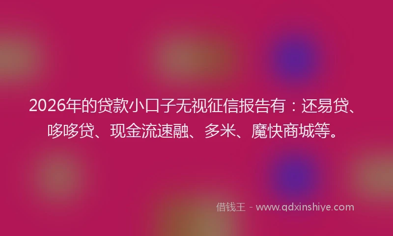 2026年的贷款小口子无视征信报告有：还易贷、哆哆贷、现金流速融、多米、魔快商城等。