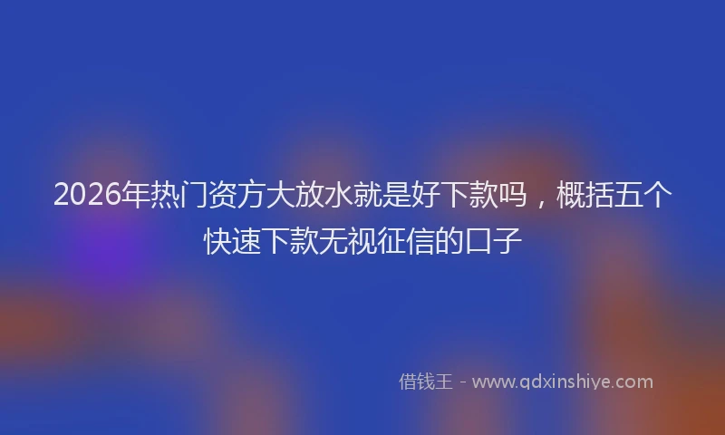 2026年热门资方大放水就是好下款吗,概括五个快速下款无视征信的口子