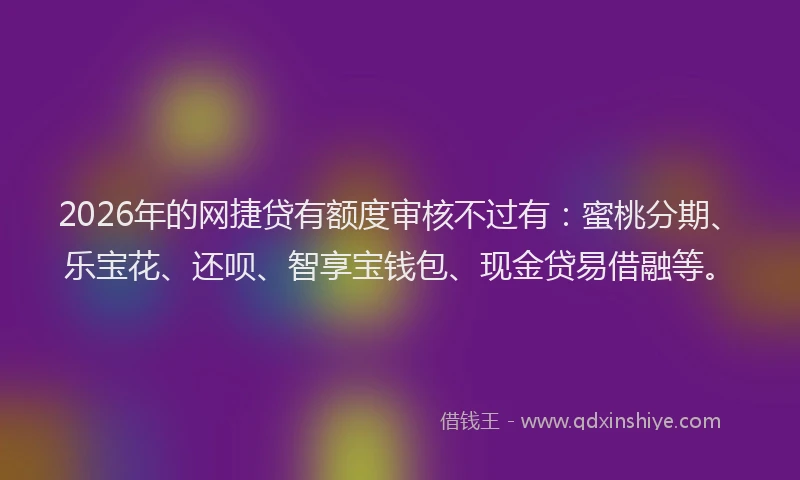 2026年的网捷贷有额度审核不过有：蜜桃分期、乐宝花、还呗、智享宝钱包、现金贷易借融等。