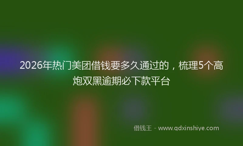 2026年热门美团借钱要多久通过的，梳理5个高炮双黑逾期必下款平台