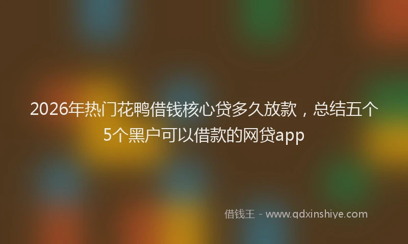 2026年热门花鸭借钱核心贷多久放款，总结五个5个黑户可以借款的网贷app