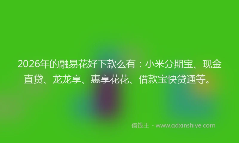 2026年的融易花好下款么有：小米分期宝、现金直贷、龙龙享、惠享花花、借款宝快贷通等。