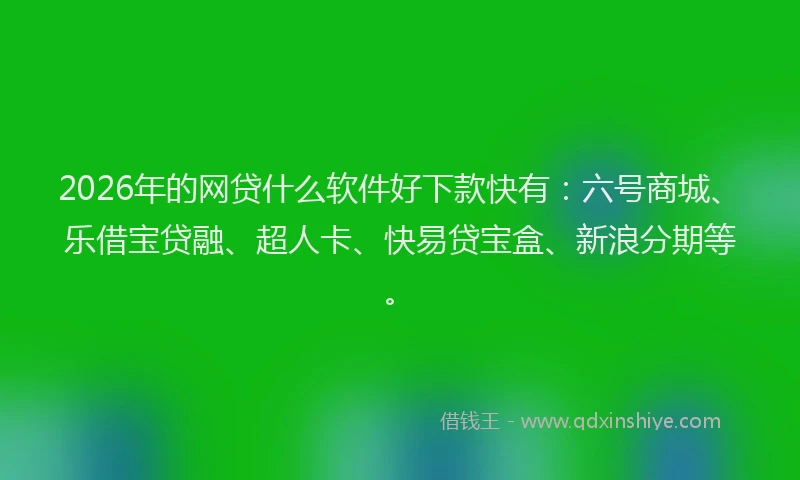 2026年的网贷什么软件好下款快有：六号商城、乐借宝贷融、超人卡、快易贷宝盒、新浪分期等。