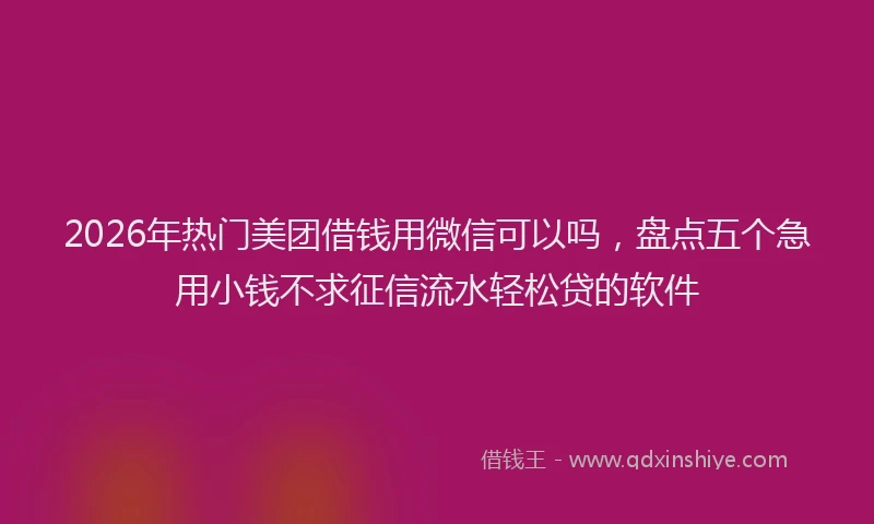 2026年热门美团借钱用微信可以吗，盘点五个急用小钱不求征信流水轻松贷的软件