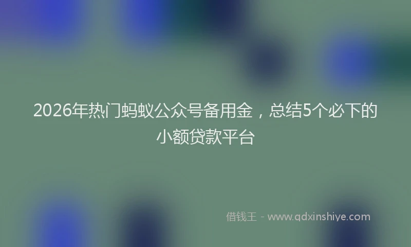 2026年热门蚂蚁公众号备用金，总结5个必下的小额贷款平台