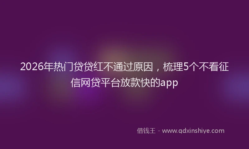 2026年热门贷贷红不通过原因,梳理5个不看征信网贷平台放款快的app